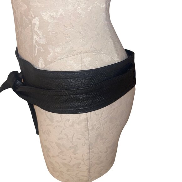 Womens Belt One Size Black Snake Embossed Leather OBI Casual - Picture 3 of 12